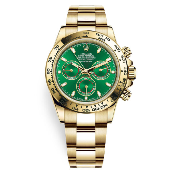 Rolex Cosmograph Daytona 116508 Green Index Oyster Yellow Gold Mens Watch